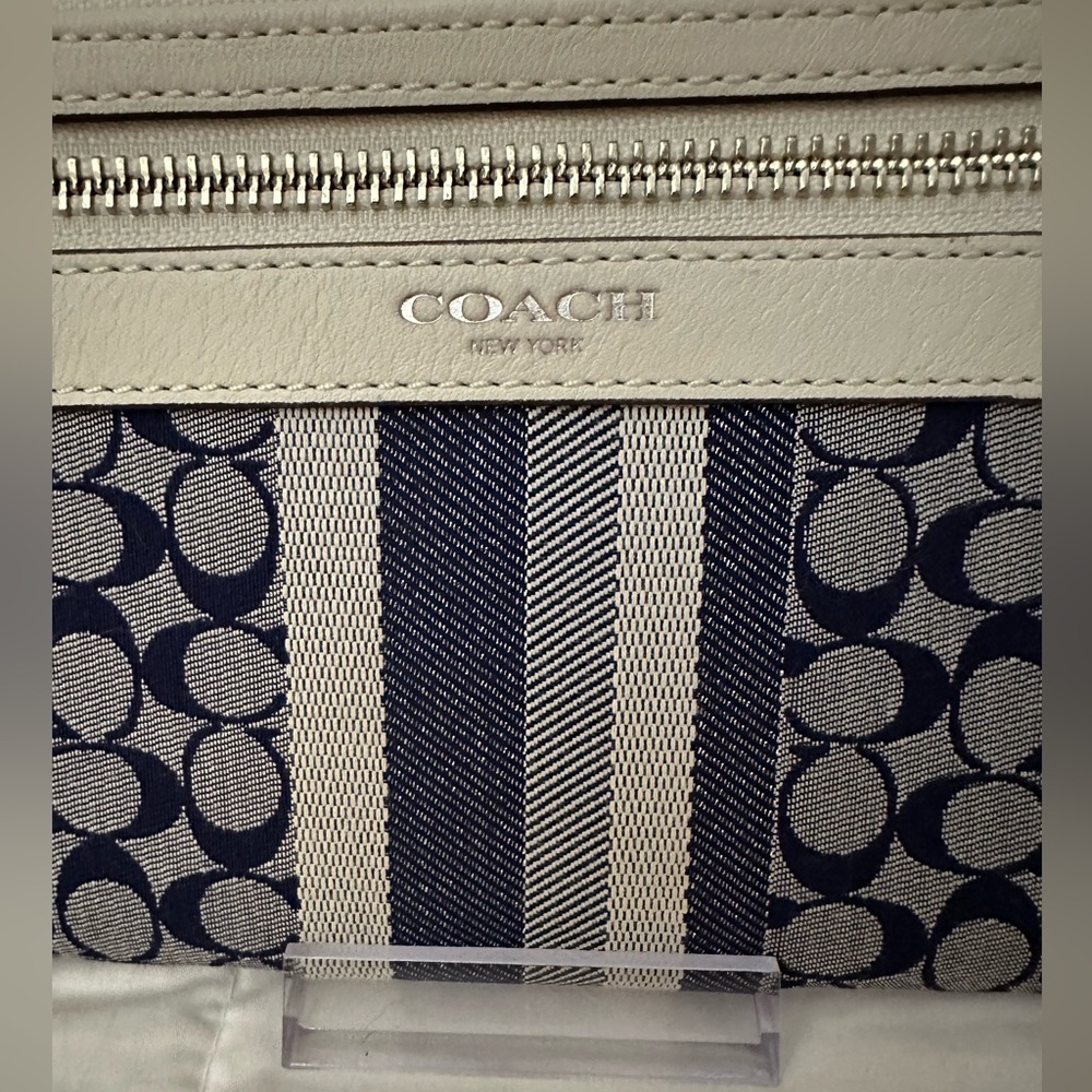 Coach Signature Denim Wristlet with Leather Trim - Picture 3 of 11